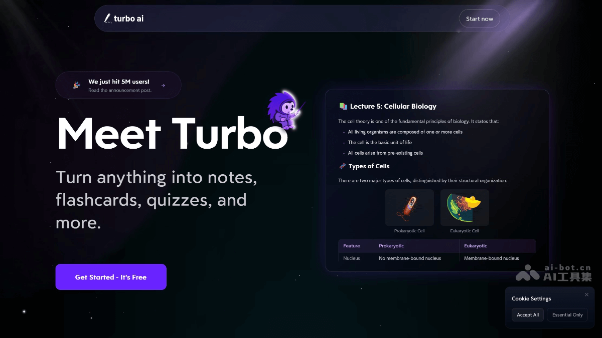 Turbo AI – AI笔记学习工具，创建结构化可编辑的笔记