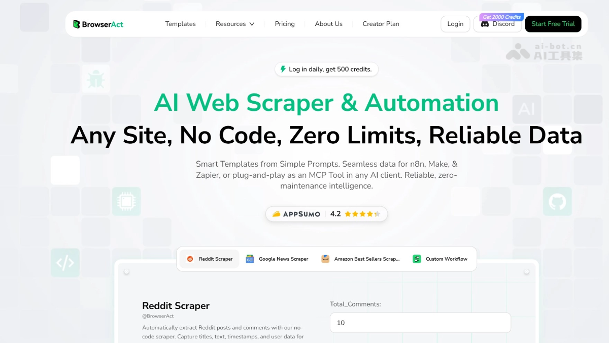 BrowserAct – AI网页自动抓取工具，自然语言生成工作流