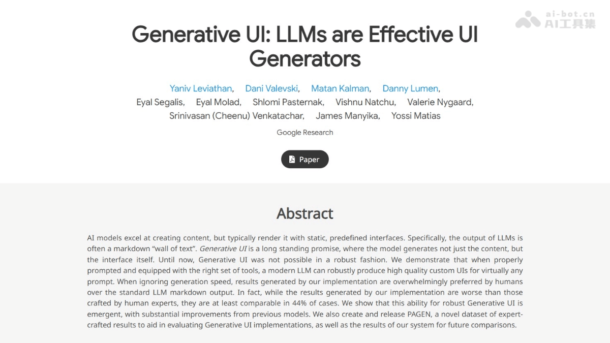 Generative UI – 谷歌推出的生成式交互界面AI技术