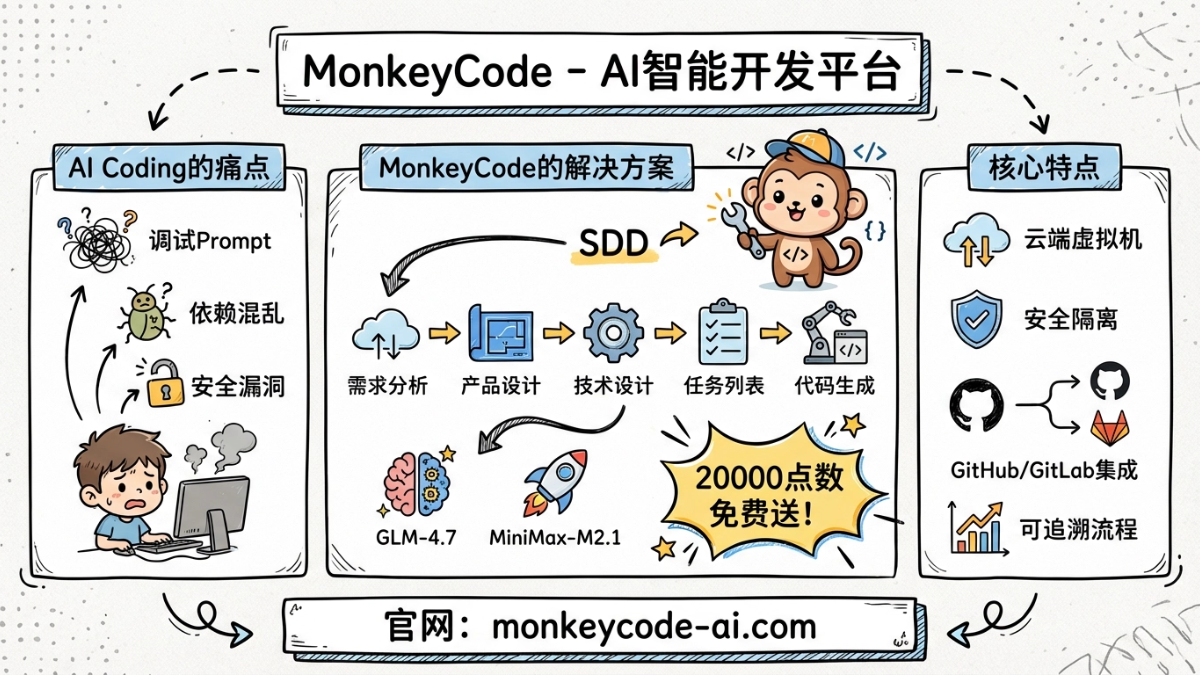 MonkeyCode 教程，一站式编程开发平台注册送2w算力