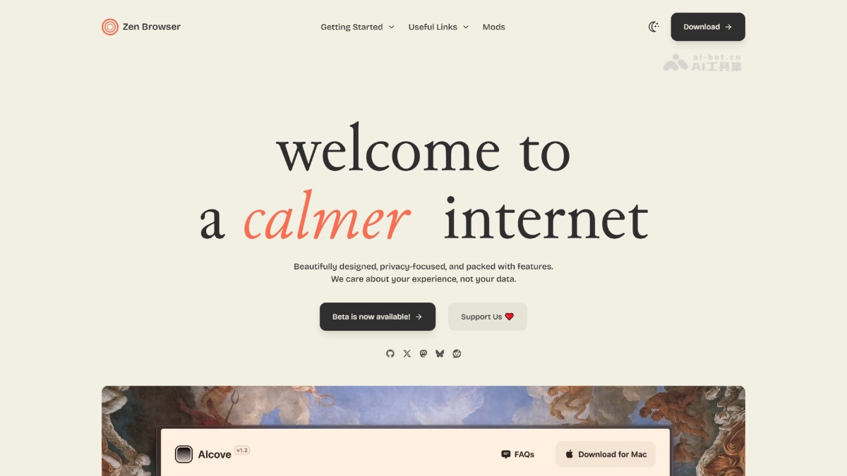 Zen Browser – 开源AI网页浏览器，提供深度可定制功能