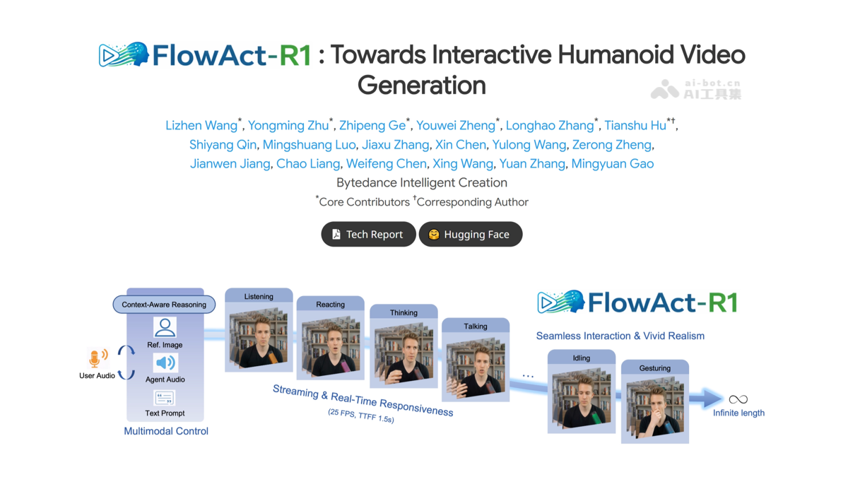 FlowAct-R1 – 字节推出的实时交互数字人视频生成框架