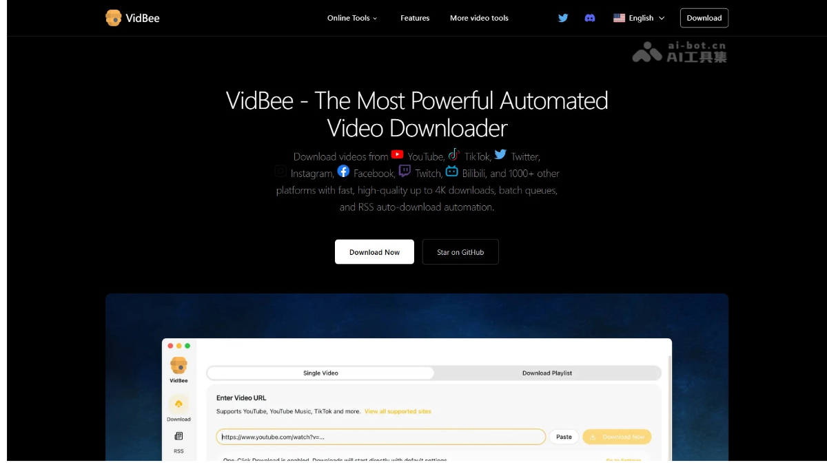 VidBee – 开源音视频下载工具，支持YouTube、Bilibili平台
