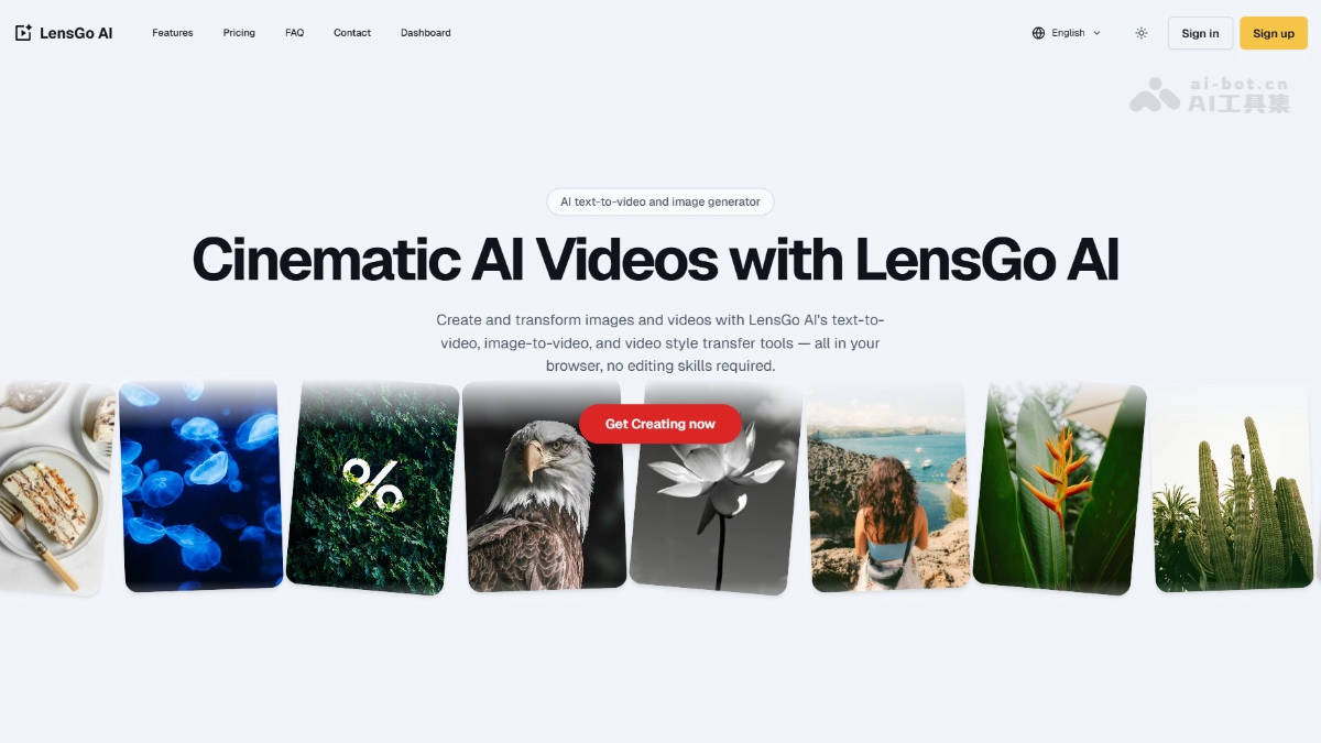 LensGo AI – AI内容创作平台，一键生成风格化图像与视频
