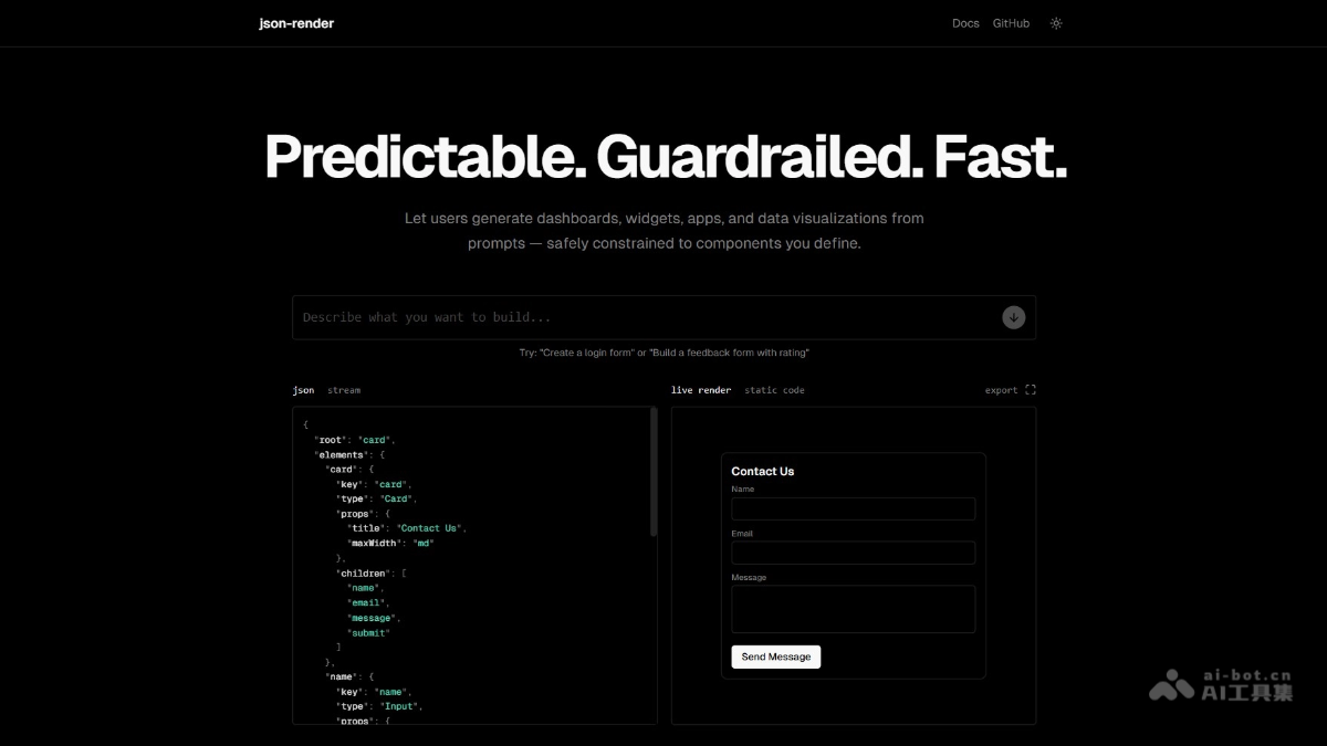 json-render – Vercel开源的AI生成UI渲染可控方案