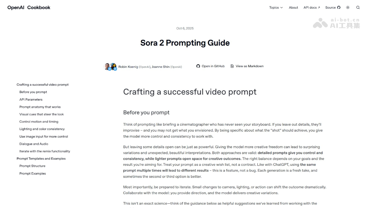 Sora2提示词指南 – OpenAI发布Sora 2官方提示词指南