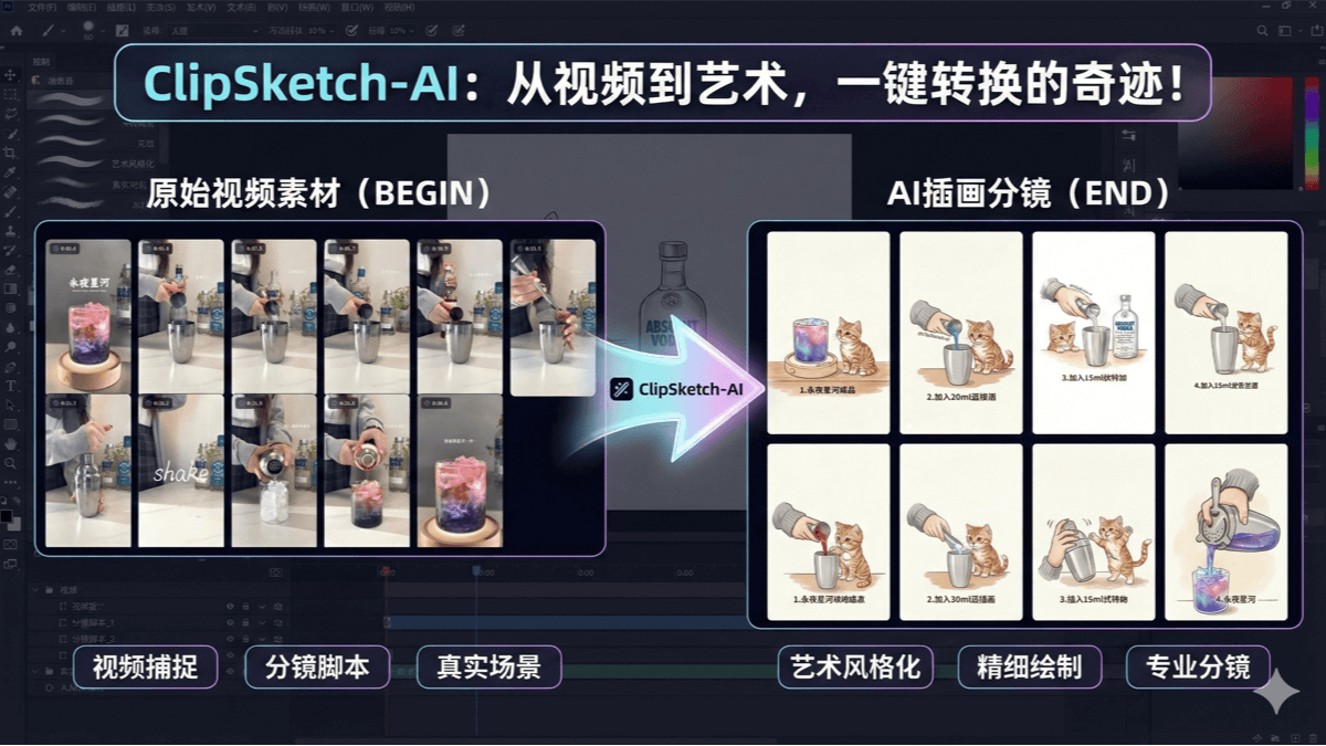 ClipSketch AI – 开源AI内容创作工具，自动提取视频关键帧