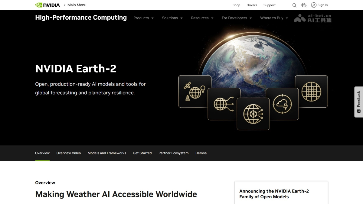 Earth-2 – 英伟达开源的AI气象预测模型家族