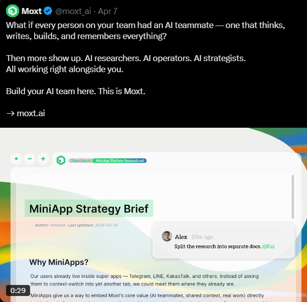 Moxt Agent-Native 工作空间上线：雇 AI 员工自动干活，每周自动清理 95% 噪音，只留真正资产