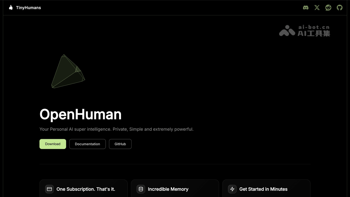 OpenHuman – 开源桌面端 AI 助手，能主动感知工作上下文